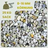 A close-up view of colorful gravel stones, with text overlays indicating size and weight. Produktbild-Vorschau