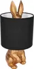 A golden rabbit-shaped lamp with a black lampshade. Produktbild-Vorschau