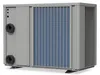 A gray pool heat pump with a blue grille is shown against a white background. Produktbild-Vorschau