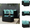 vidaXL 4-tlg. Garten-Lounge-Set mit Kissen Schwarz Poly Produktbild-Vorschau 1