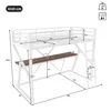 A diagram of a loft bed with dimensions indicated. Voir les images du produit