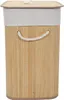 A laundry basket made of bamboo with a fabric liner and rope handles. Podgląd zdjęcia produktu