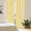 A bedroom scene with yellow and white striped curtains covering a window, a bed with white linens, and a potted plant. Anteprima dell’immagine prodotto