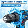 AJIEQAQ Trapano Avvitatore a Batteria 21V MAX, 45 Nm, 18+1, Anteprima dell’immagine prodotto 3