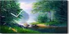 Dekor Leinwand Uhr Wandbilder 60x30 Malerei Wald Bäume Produktbild-Vorschau 1
