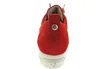 The back view of a red suede shoe with a beige sole. Náhľad obrázku produktu