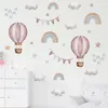 Aquarell Rosa Heißluftballon & Regenbogen Wandaufkleber – Produktbild-Vorschau 2
