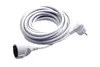 A white extension cord coiled on a white background. Produktbild-Vorschau