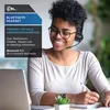 A woman wearing a headset is working on a laptop and taking notes. Produktbild-Vorschau