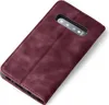 A burgundy flip cover case for a smartphone is shown diagonally on a white background. Produktbild-Vorschau