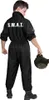A child wearing a black SWAT costume, holding a helmet. Produktbild-Vorschau