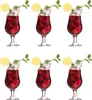 Six glasses filled with a red beverage, ice, and garnished with mint and lime slices, arranged in two rows of three against a white background. Podgląd zdjęcia produktu