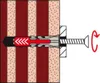Diagram showing how to install a wall anchor and screw. Podgląd zdjęcia produktu