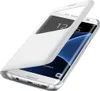 A white flip case for a smartphone is shown from a diagonal angle, with the flip cover partially open. Náhľad obrázku produktu