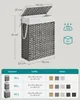 A diagram showing a laundry basket with dimensions and color options, along with a table detailing volume, size, and color variations. Produktbild-Vorschau