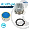 Product image with text and multiple components of a faucet aerator. Produktbild-Vorschau