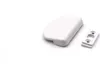 A white door handle and a small white mounting plate are shown on a white background. Produktbild-Vorschau