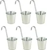 Six identical galvanized metal buckets with handles arranged in two rows of three. Produktbild-Vorschau