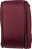 A close-up side view of a burgundy pencil case with a zipper. Voir les images du produit