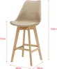 A beige bar stool with a wooden frame is shown against a white background, with dimensions indicated by red lines and text. Náhľad obrázku produktu