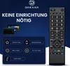 A marketing image for a remote control, showing the remote and icons representing its features. Produktbild-Vorschau