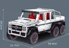 A white 6x6 remote control vehicle model with red interior seats, shown from a three-quarter front angle against a plain gray background. Dimensions are indicated by white lines and text. Anteprima dell’immagine prodotto