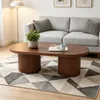 Merax Oval Couchtisch aus MDF, Vintage Design mit Produktbild-Vorschau 4