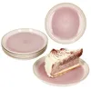 6x Reactive Glaze Paris Kuchenteller 6 Pers. Creme Pink Produktbild-Vorschau 1