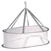 A white mesh drying net with gray trim and straps, suspended by a white hook. Náhľad obrázku produktu