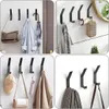 Collage of images showing black wall-mounted coat hooks holding various items. Produktbild-Vorschau