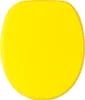 A bright yellow toilet seat is shown from a top-down view against a white background. Produktbild-Vorschau