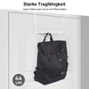 A backpack hangs from a white over-the-door hook system mounted on a white door. Produktbild-Vorschau