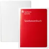 A red booklet with white text and a logo is placed in front of a white, translucent sleeve. Náhľad obrázku produktu
