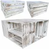 A collage of vintage-style wooden crates, some stacked and one assembled into a shelf unit. Produktbild-Vorschau