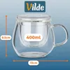 Vilde | Hrnek na čaj se sítkem & víčkem 400ml - Sklo - Náhled obrázku produktu 4