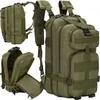 A military-style backpack shown from multiple angles. Voir les images du produit