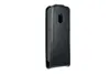 A black flip cover case for a mobile phone, shown from the side. Náhľad obrázku produktu