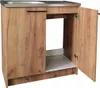 A kitchen cabinet with a sink and open doors, showing the interior space. Náhled obrázku produktu