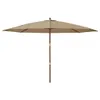 vidaXL Parasol avec mât en bois Taupe 400x273 cm Voir les images du produit 3