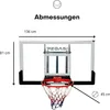 A diagram showing the dimensions of a basketball hoop and backboard. Produktbild-Vorschau