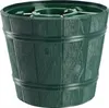 A dark green Christmas tree stand designed to look like a wooden barrel. Voir les images du produit
