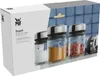 A product box for a set of four spice shakers, with the shakers partially visible on the right side of the box. Produktbild-Vorschau