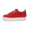A side view of a red suede sneaker with a white platform sole. Náhľad obrázku produktu