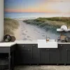 Vlies Fototapete - Morning walk on the beach 350x256 cm Produktbild-Vorschau 1