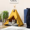 PawHut kattenhol, kattenhuis, dierenbed in tipi-stijl, geel Productafbeelding-voorbeeld 2