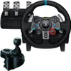 A gaming steering wheel, pedals, and gear shifter set, displayed on a white background. Produktbild-Vorschau