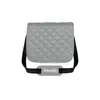 A gray quilted bag with a black strap and a logo on the strap. Podgląd zdjęcia produktu