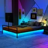 MODFU Kovová postel Černá s LED osvětlením, praktický rám Náhled obrázku produktu 2
