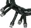 A close-up view of a string of LED lights with green wires and clear bulbs. Podgląd zdjęcia produktu