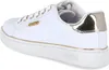 A side view of a white Guess sneaker with gold accents. Produktbild-Vorschau